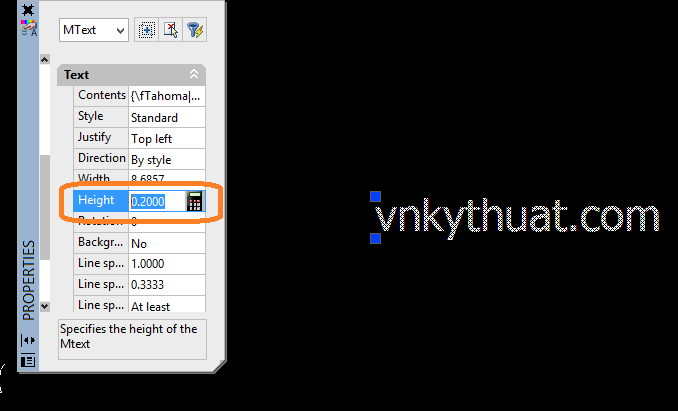 Chỉnh sửa kích thước text trong autocad - Vnkythuat.com