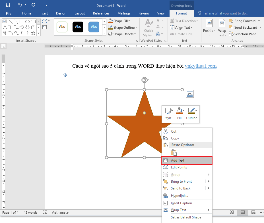 Tạo ra ngôi sao 5 cánh dễ dàng với Word! Hình ảnh này giới thiệu cho bạn cách vẽ ngôi sao 5 cánh trong Word một cách nhanh chóng và dễ dàng hơn bao giờ hết. Khám phá những tính năng đa dạng và linh hoạt của Word, và trở thành một chuyên gia trong nghệ thuật thiết kế!