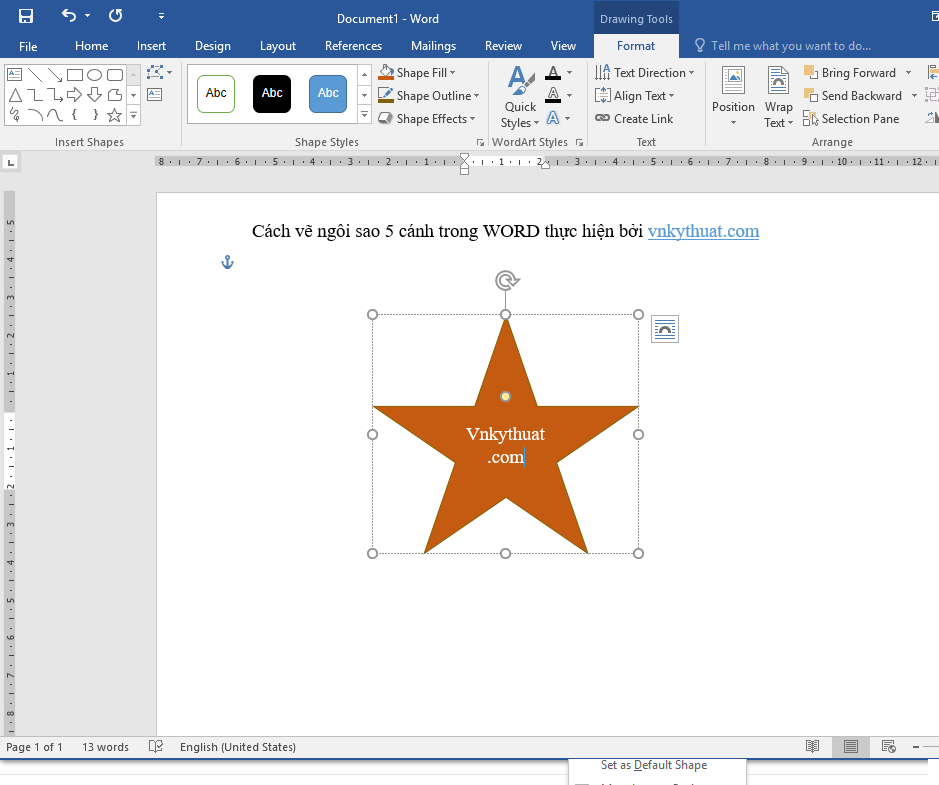 Cách Vẽ Ngôi Sao 5 Cánh Trong Word - Vnkythuat.Com